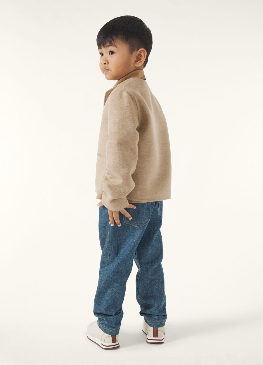 Jaqueta infantil Carla em cashmere rosa granito mesclado
