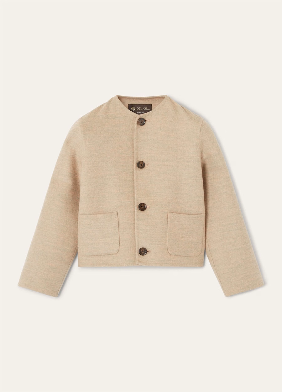 Jaqueta infantil Carla em cashmere rosa granito mesclado