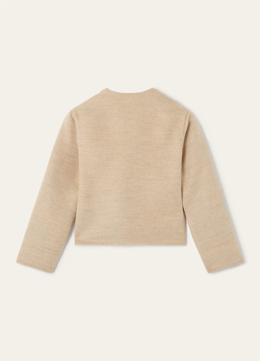 Jaqueta infantil Carla em cashmere rosa granito mesclado