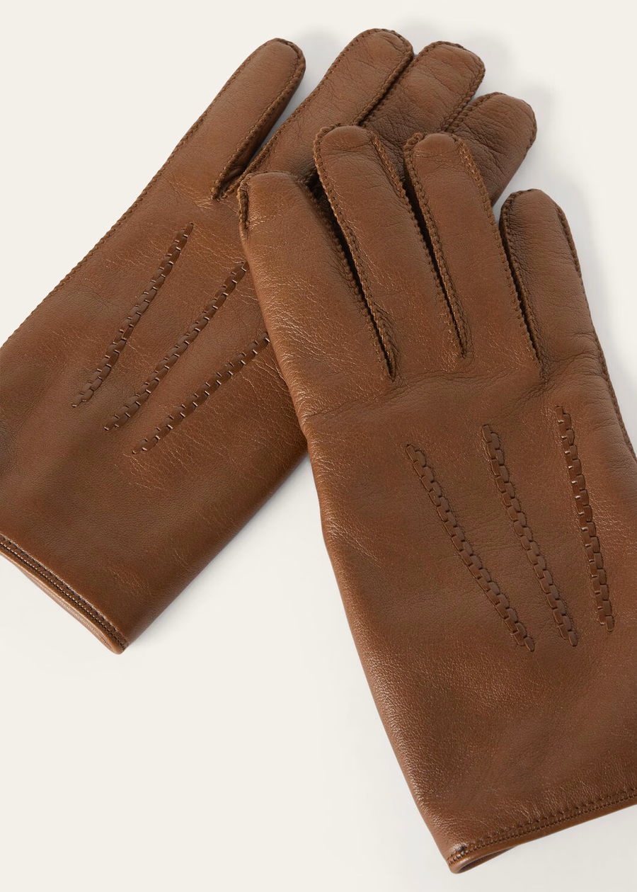Luvas Johcen em pele de cordeiro marrom queimado