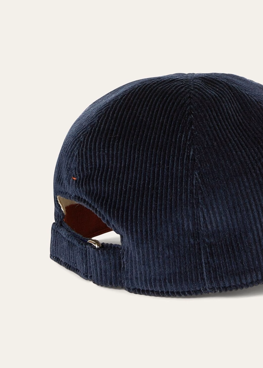 Boné de beisebol azul marinho em algodão e cashmere