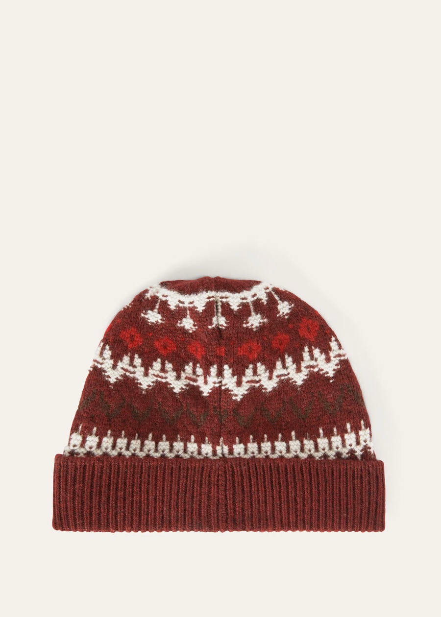 Gorro Alpe Pile em cashmere bordô mesclado/carmim brilhante