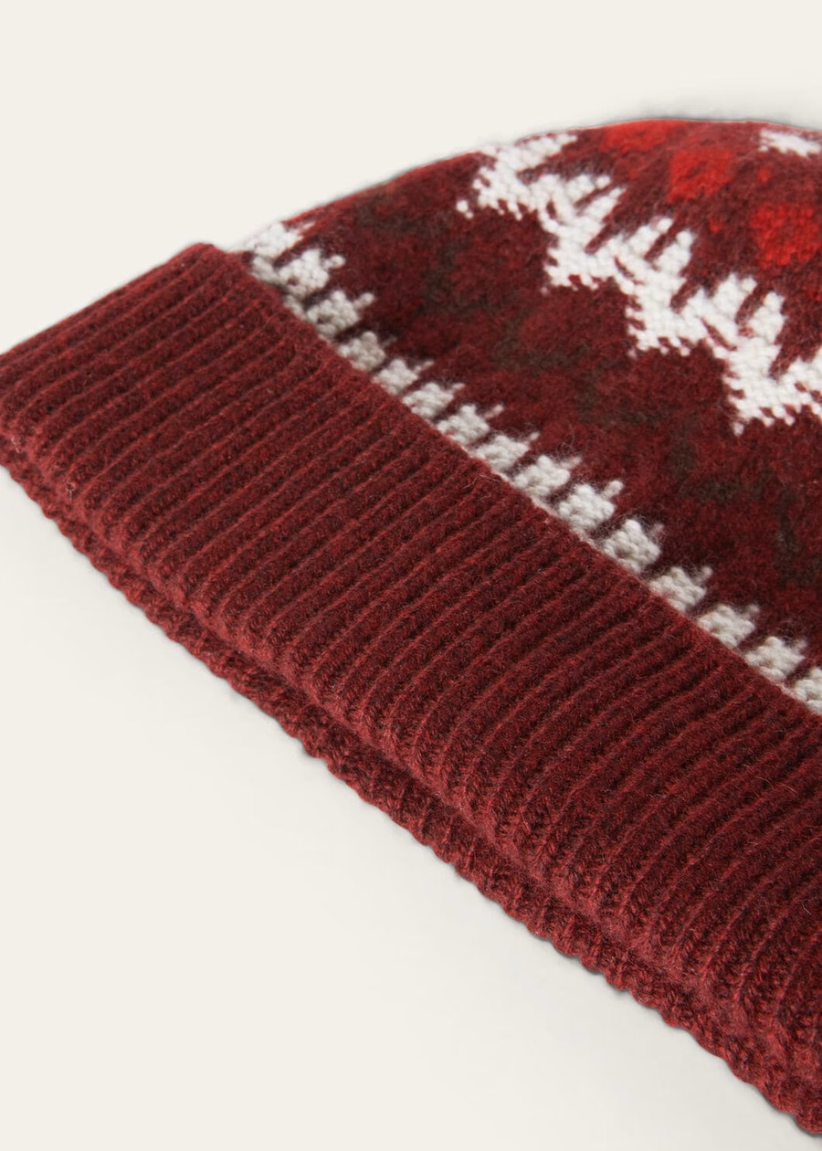 Gorro Alpe Pile em cashmere bordô mesclado/carmim brilhante