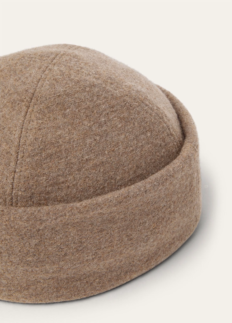 Gorro Jocey de lã virgem na cor bege (cobblestone)