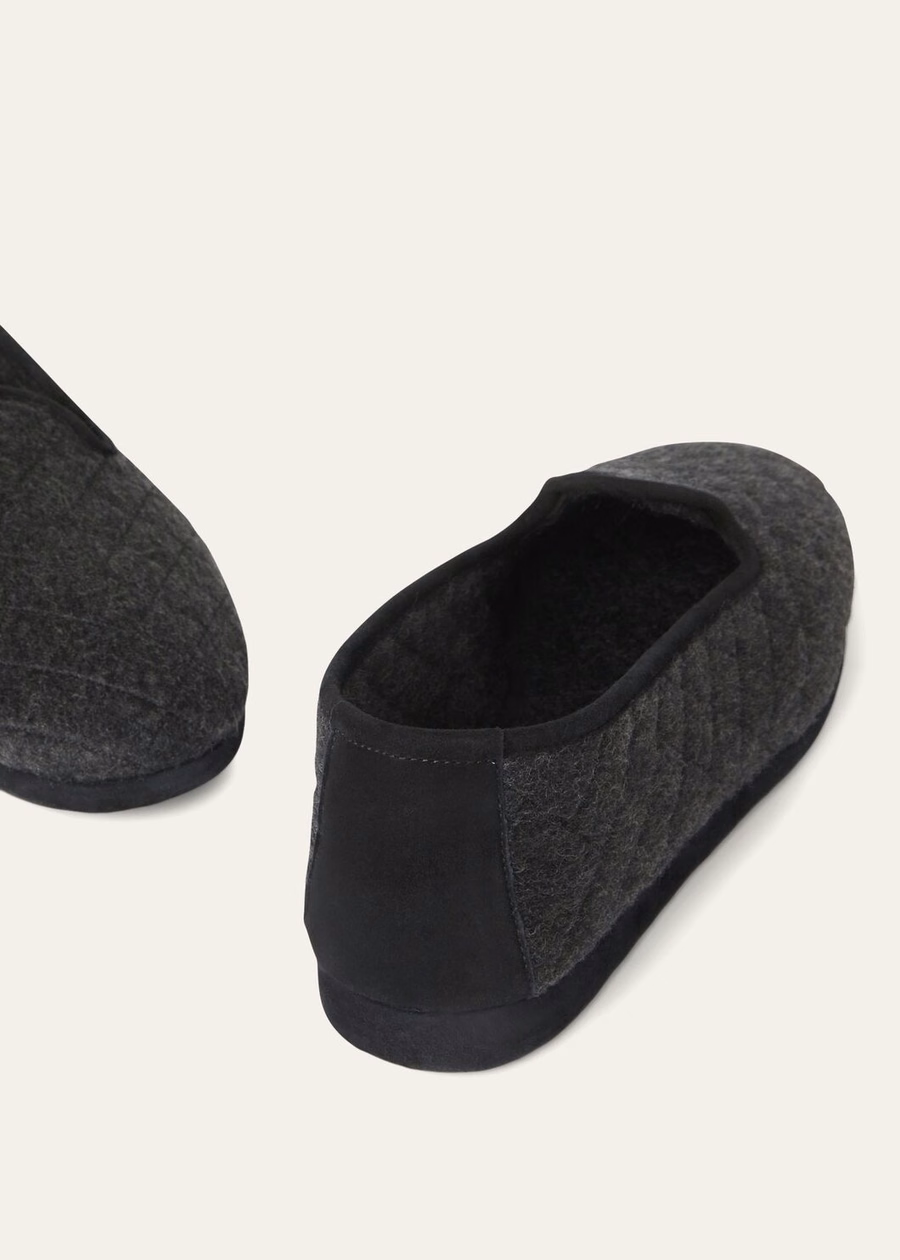 Pantufas Clássicas de Caxemira em Mescla Carvão