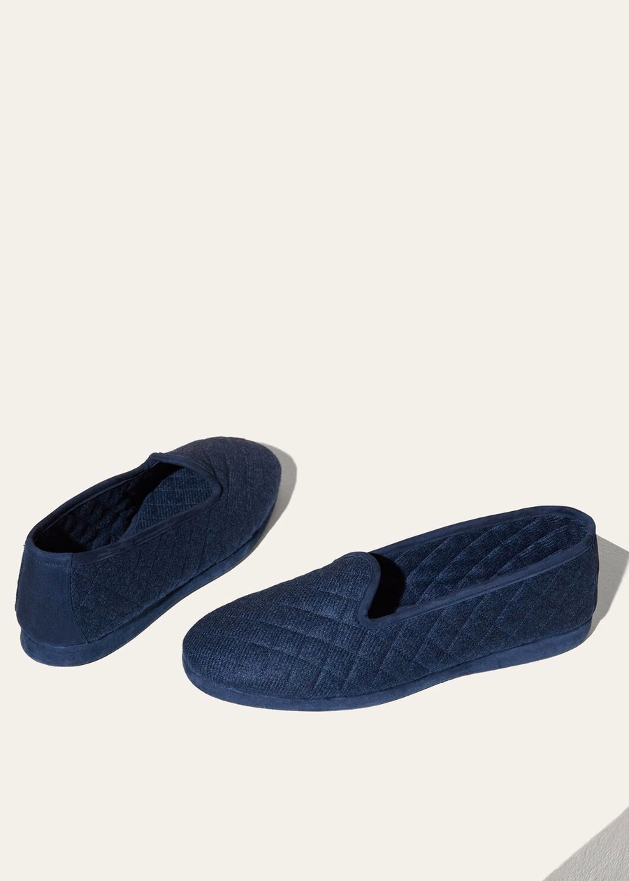 Pantufas Clássicas de Caxemira Azul Sodalite Mel