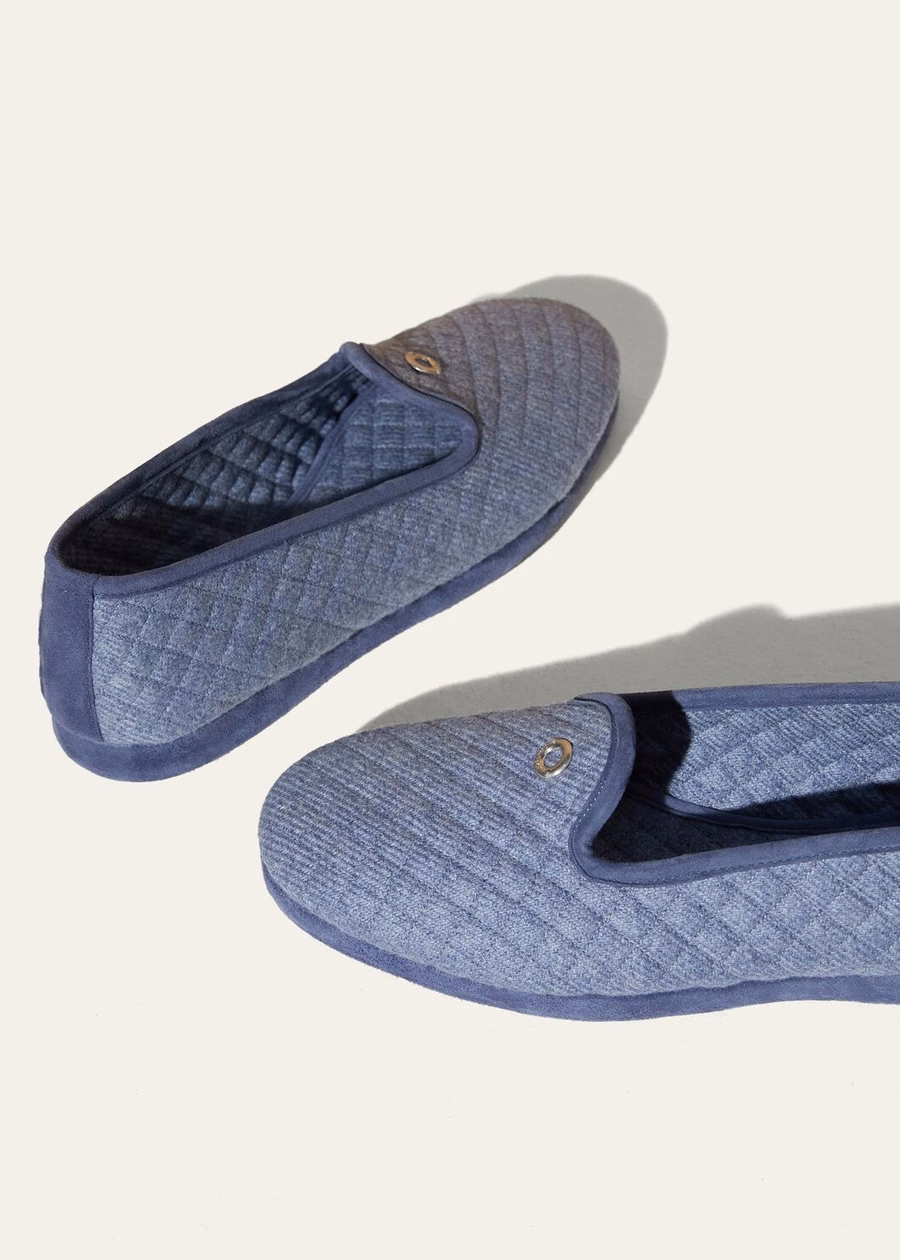 Pantufas Clássicas de Caxemira AZUL CLARO COM PAPEL DE AÇÚCAR MEL