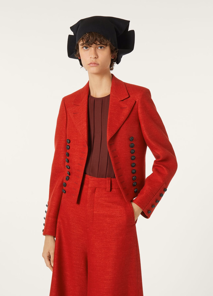 Jaqueta Raffaella de lã e cashmere, cor maçã vermelha