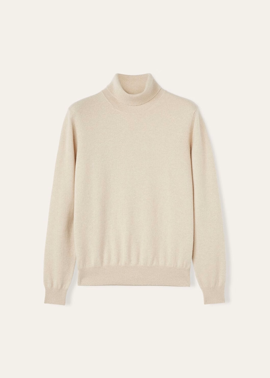 Gola alta clássica em cashmere baby mesclado natural