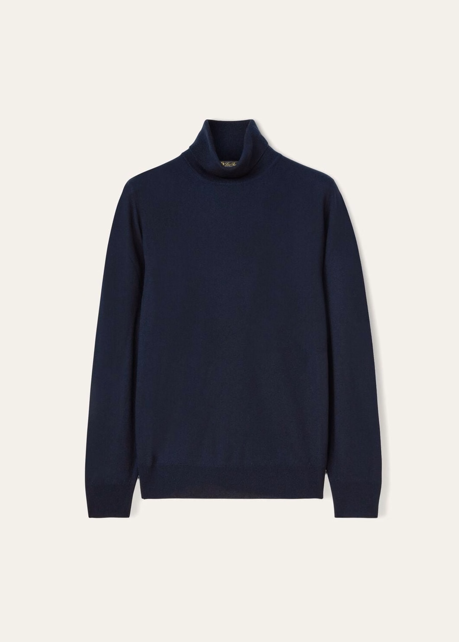 Gola alta em cashmere para bebê azul marinho