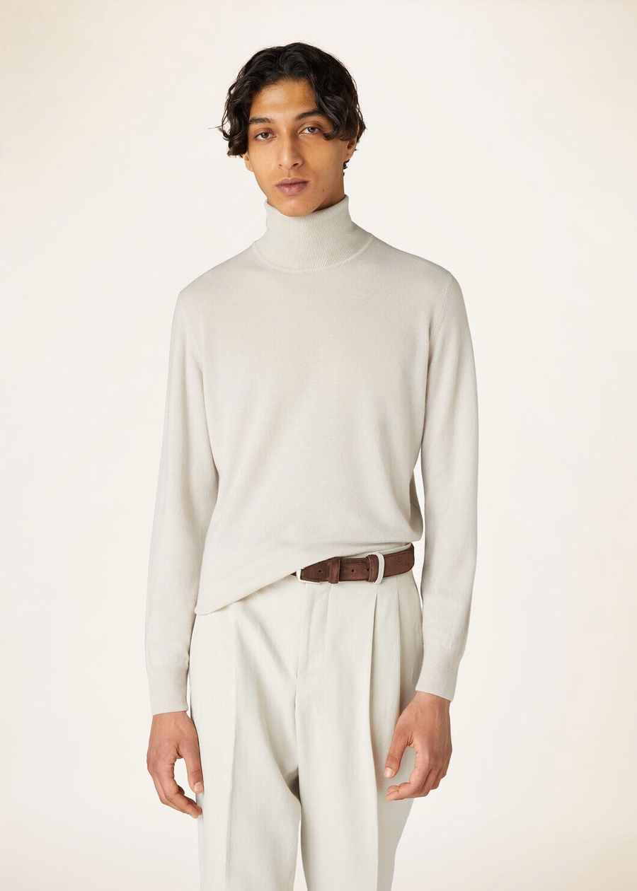 Gola alta em cashmere bebê cinza gelo