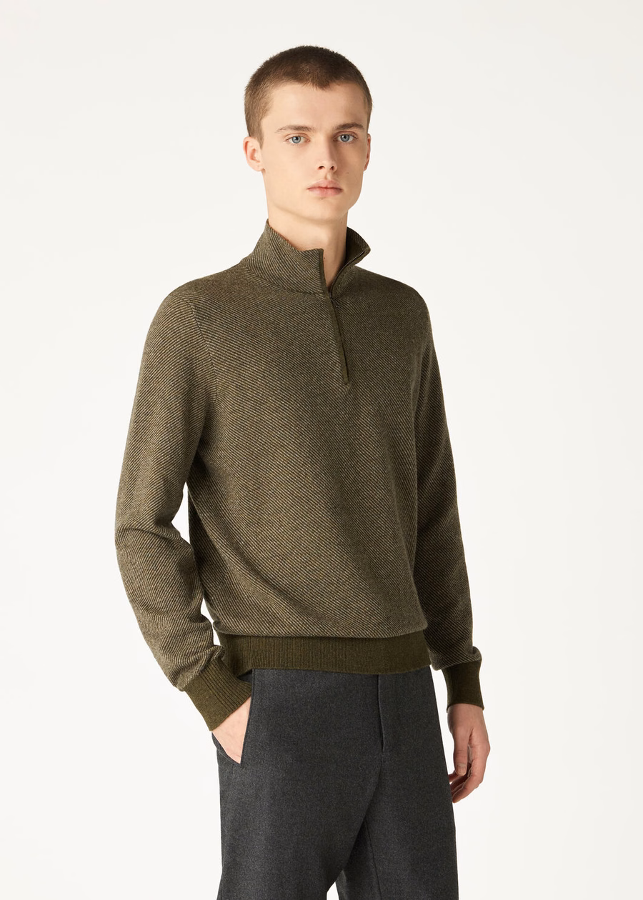 Camisola Roadster Mezzocollo Cashmere Cypres Melange/Croissant Melange