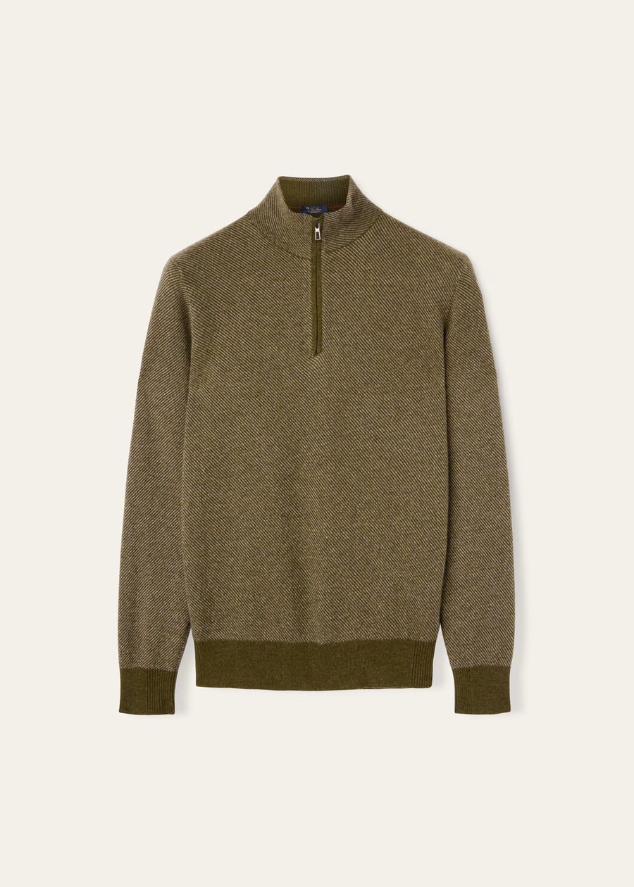Camisola Roadster Mezzocollo Cashmere Cypres Melange/Croissant Melange