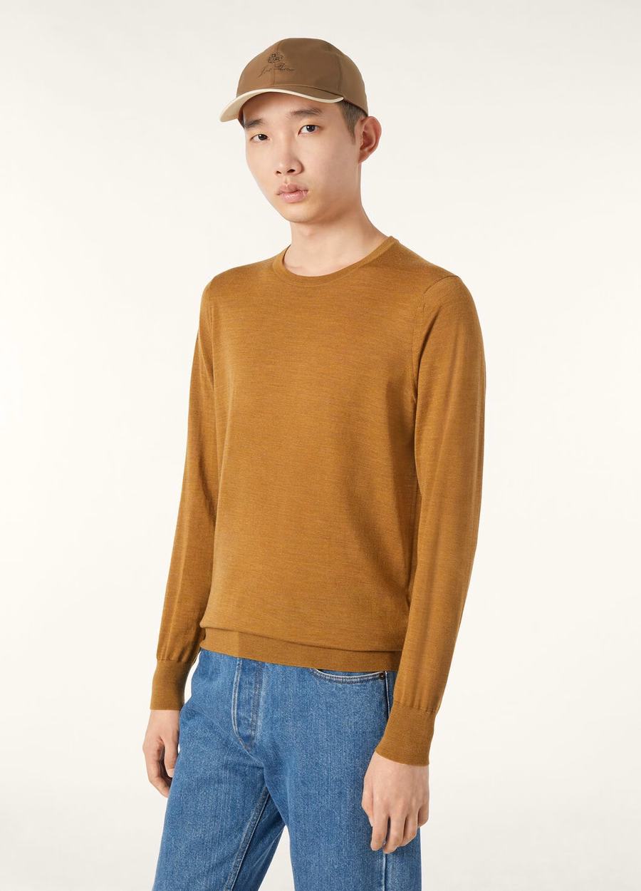 Camiseta Wish® Wool Camel Oasis Melange com gola redonda
