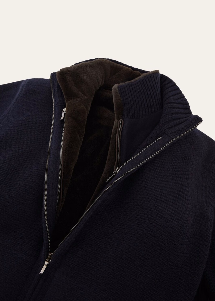 Jaqueta bomber de cashmere Colman Baby azul marinho