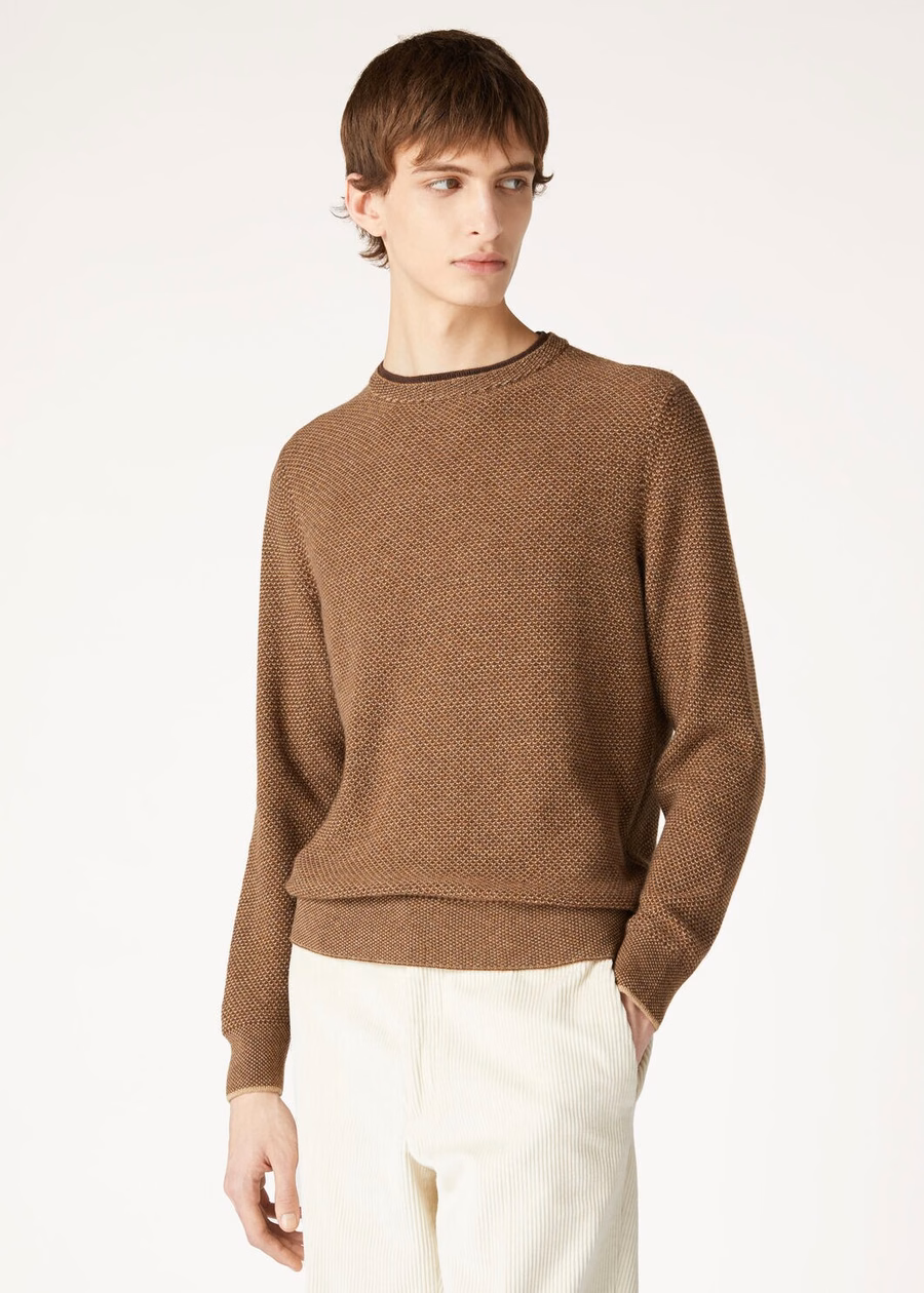 City Pull Crewneck Baby Cashmere Trigo Dourado/Trufa de Cacau
