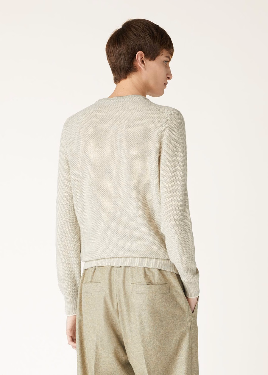 Suéter de gola redonda City Pull Baby Cashmere Branco Neve/Mesclado Sementes de Coentro