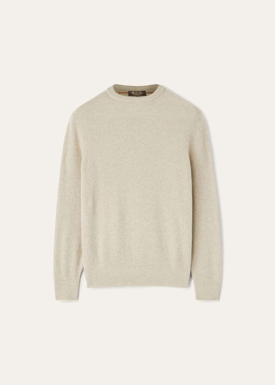 Suéter de gola redonda City Pull Baby Cashmere Branco Neve/Mesclado Sementes de Coentro
