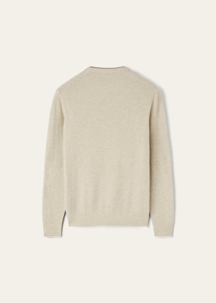Suéter de gola redonda City Pull Baby Cashmere Branco Neve/Mesclado Sementes de Coentro