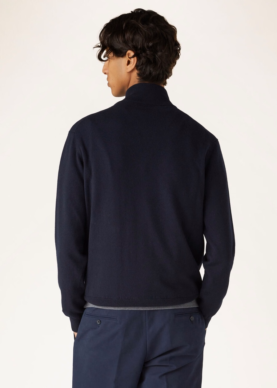 Jaqueta bomber clássica Baby Cashmere com zíper, azul marinho.
