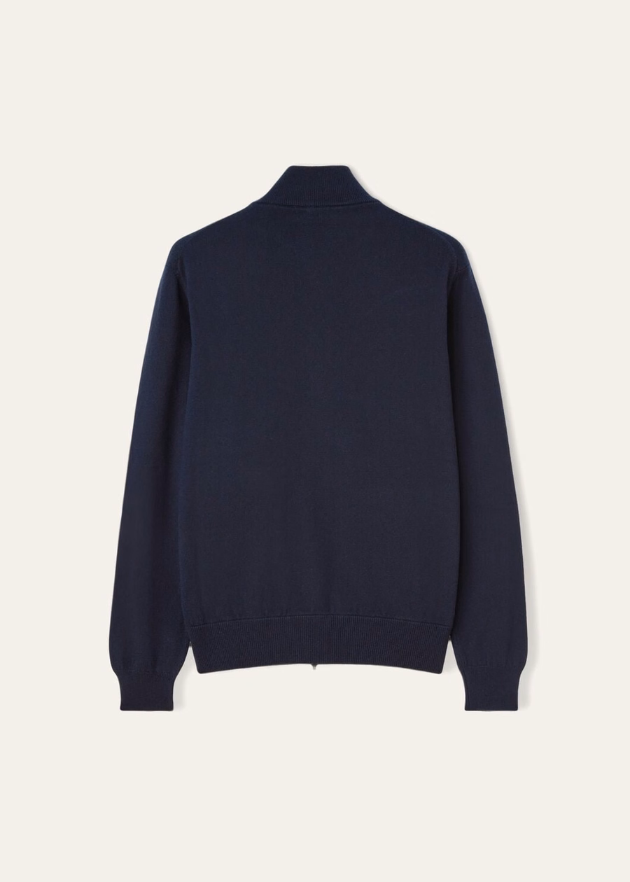 Jaqueta bomber clássica Baby Cashmere com zíper, azul marinho.