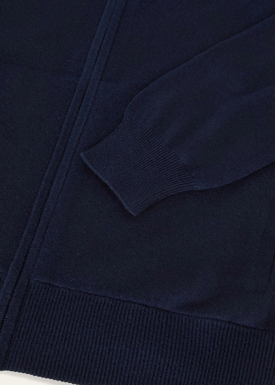 Jaqueta bomber clássica Baby Cashmere com zíper, azul marinho.
