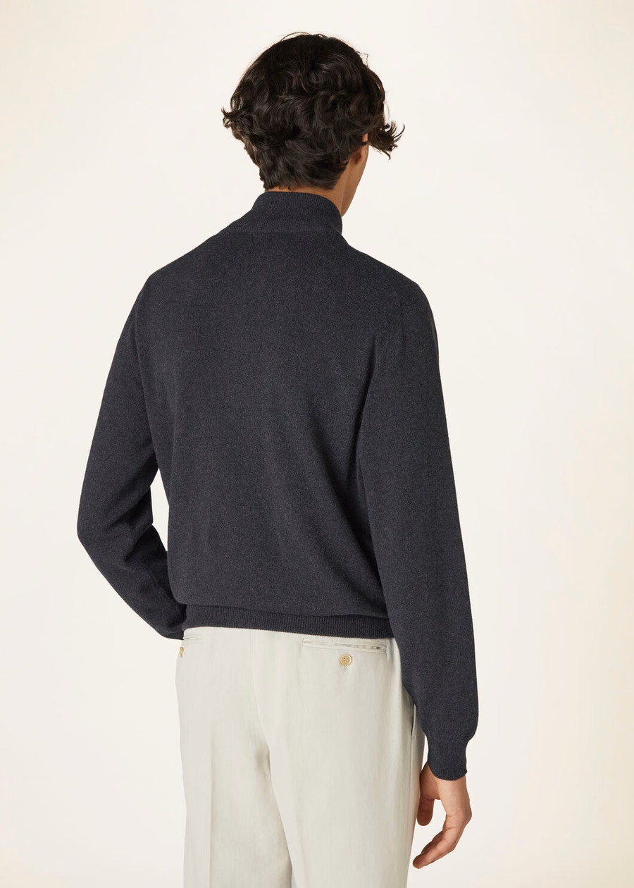 Jaqueta bomber clássica com zíper para bebês, cashmere preto/cinza mesclado.