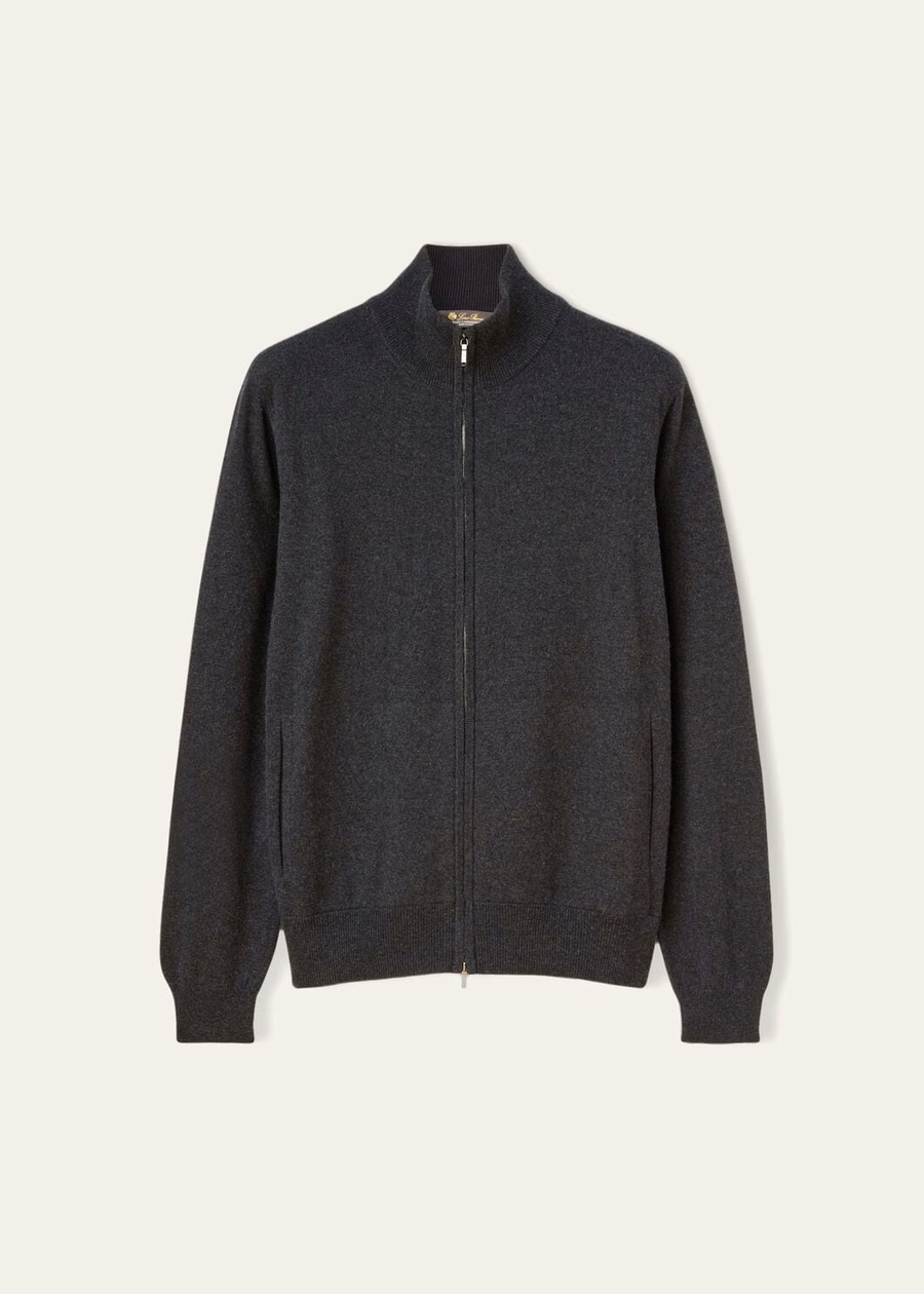 Jaqueta bomber clássica com zíper para bebês, cashmere preto/cinza mesclado.
