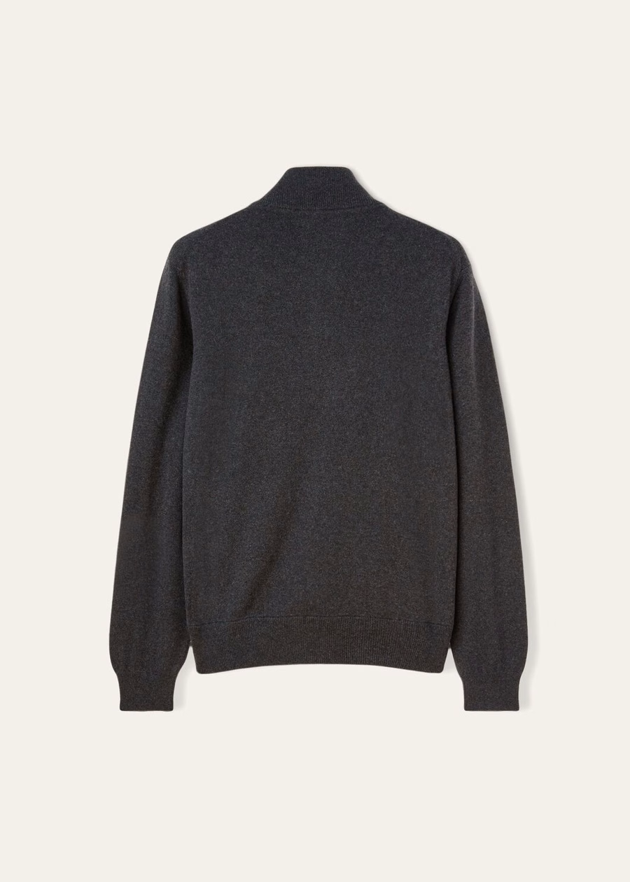 Jaqueta bomber clássica com zíper para bebês, cashmere preto/cinza mesclado.