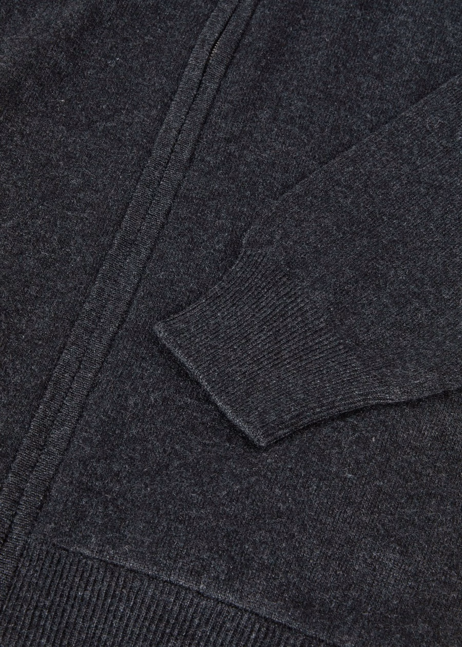 Jaqueta bomber clássica com zíper para bebês, cashmere preto/cinza mesclado.