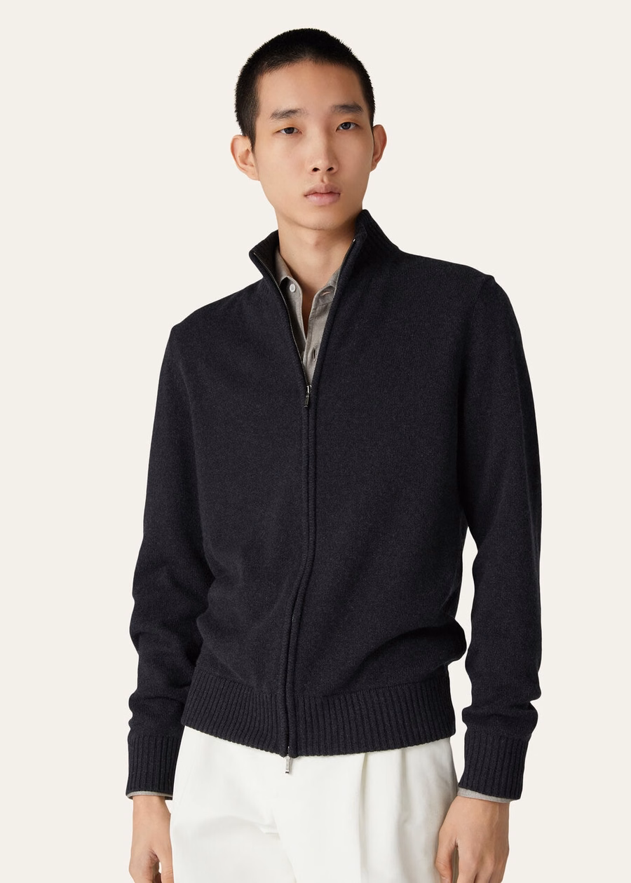Jaqueta Bomber Parksville Baby Cashmere Preta/Cinza Mesclada