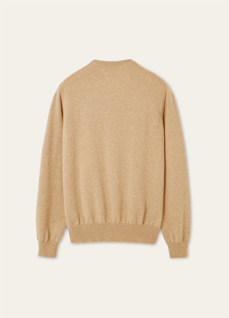 Gola redonda clássica em cashmere baby cru com mechas mel