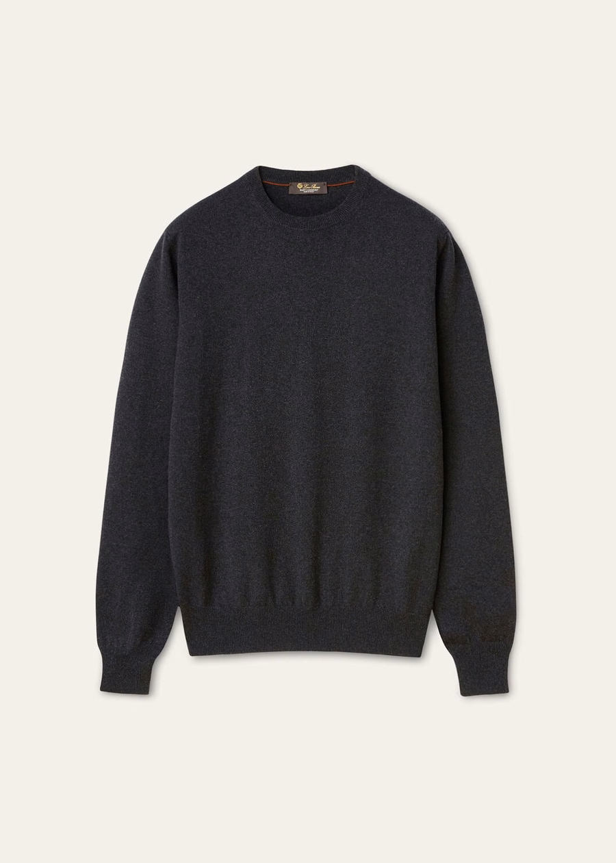 Moletom clássico de gola redonda em cashmere bebê preto/cinza mesclado