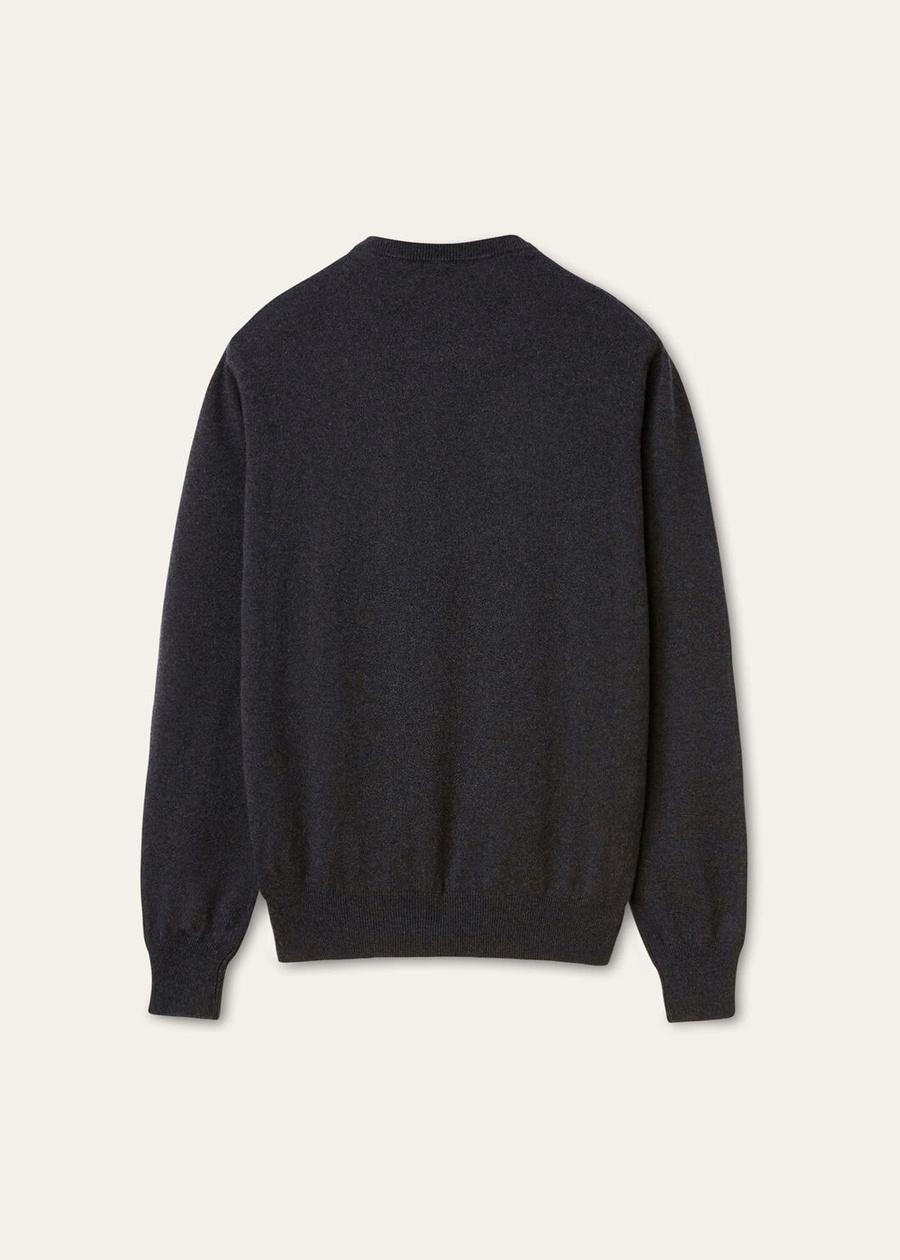 Moletom clássico de gola redonda em cashmere bebê preto/cinza mesclado