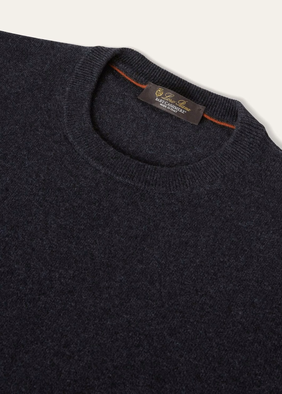 Moletom clássico de gola redonda em cashmere bebê preto/cinza mesclado