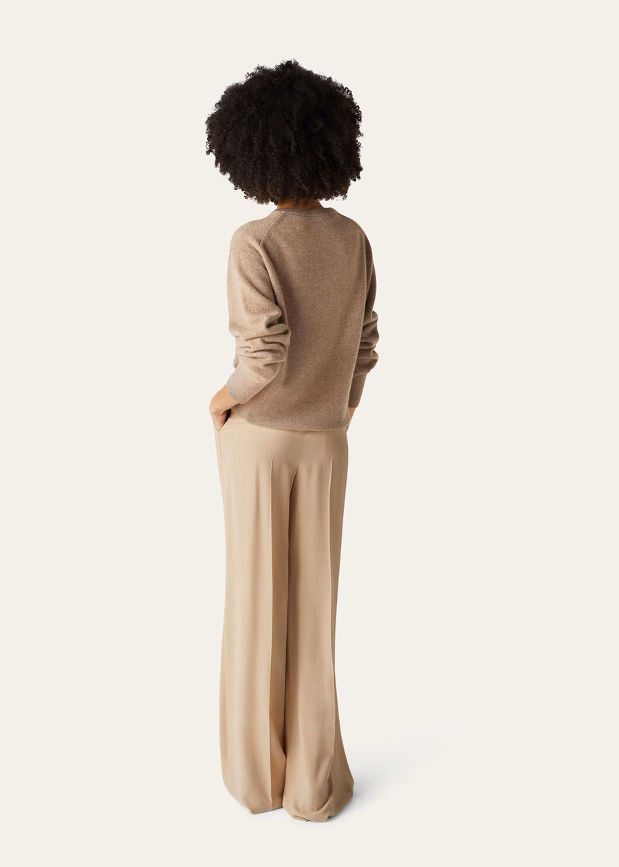 Suéter Loro Cashmere com decote em V marrom framboesa Mel