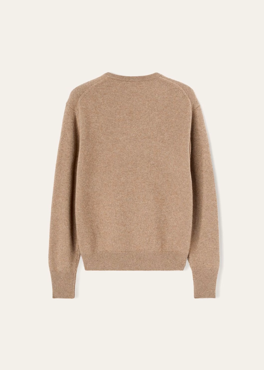 Suéter Loro Cashmere com decote em V marrom framboesa Mel