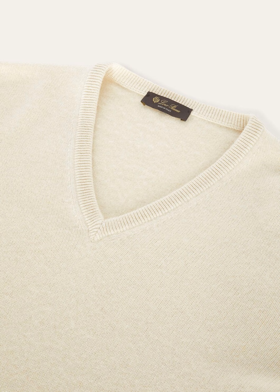 Suéter Loro Pure Dunes Mel Cashmere com decote em V