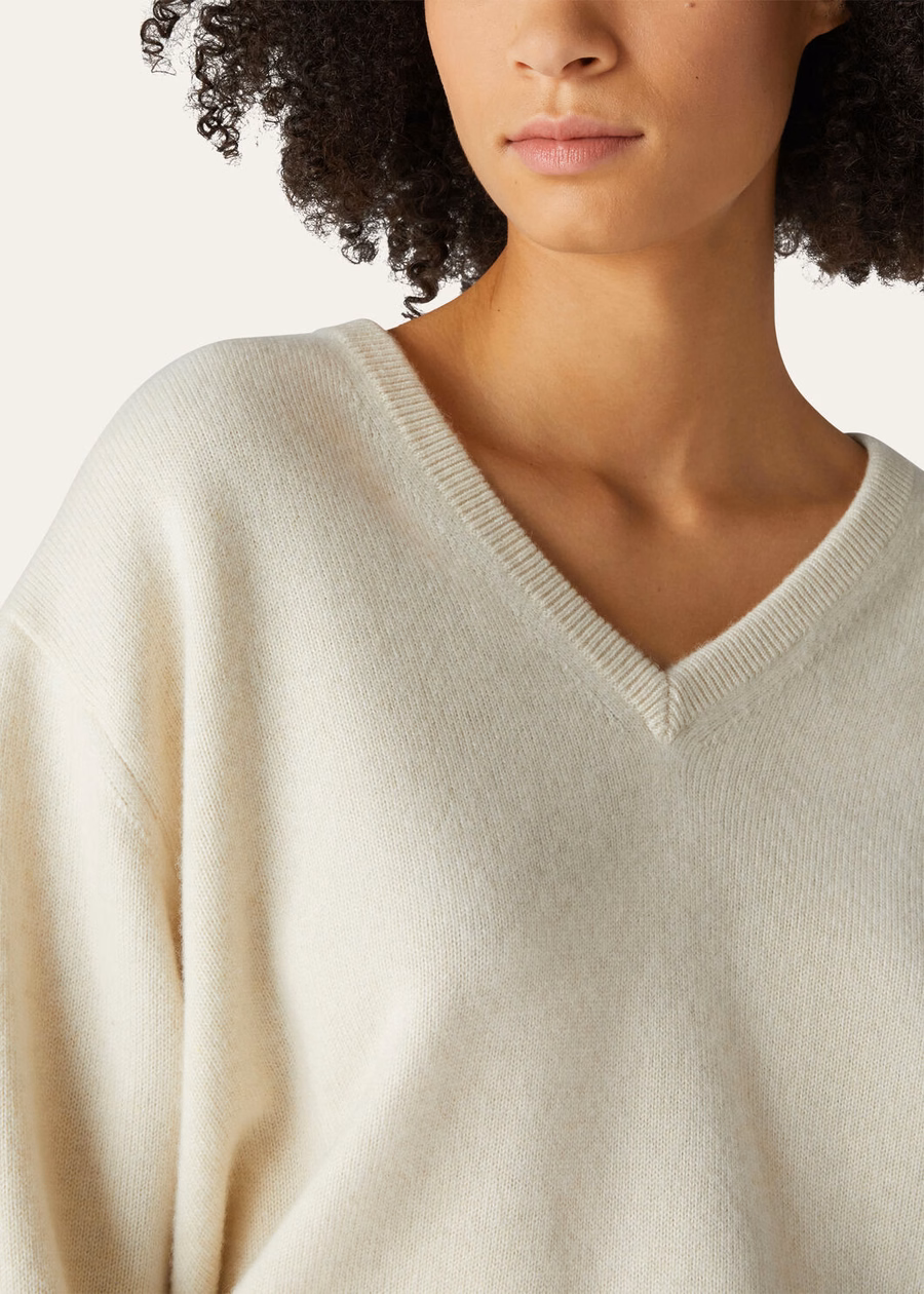 Suéter Loro Pure Dunes Mel Cashmere com decote em V