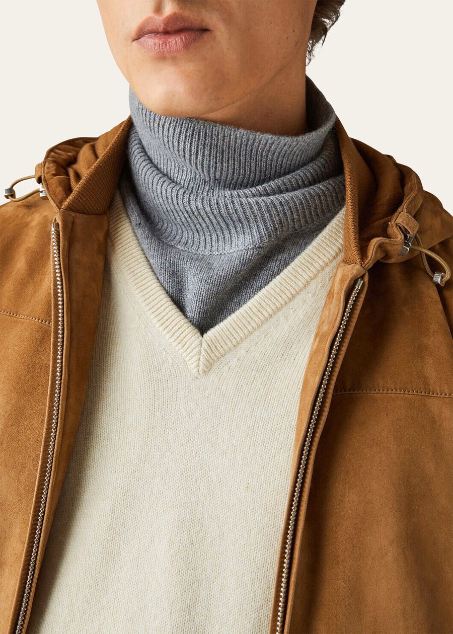 Suéter Loro Pure Dunes Mel Cashmere com decote em V