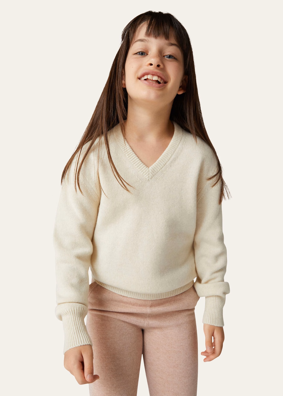 Suéter Loro Pure Dunes Mel Cashmere com decote em V