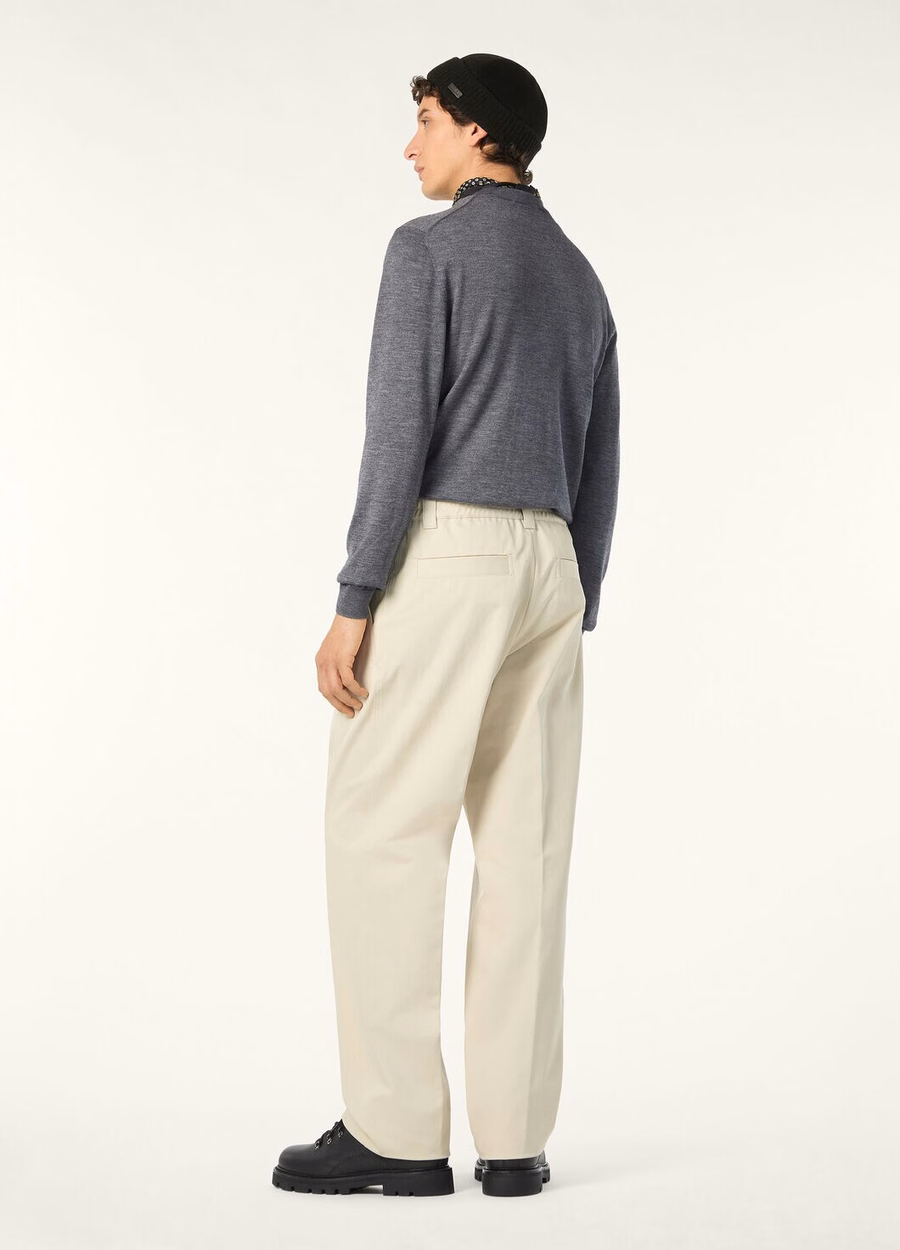 Gola redonda Sottile em seda, cashmere e lã virgem, cinza mesclado.