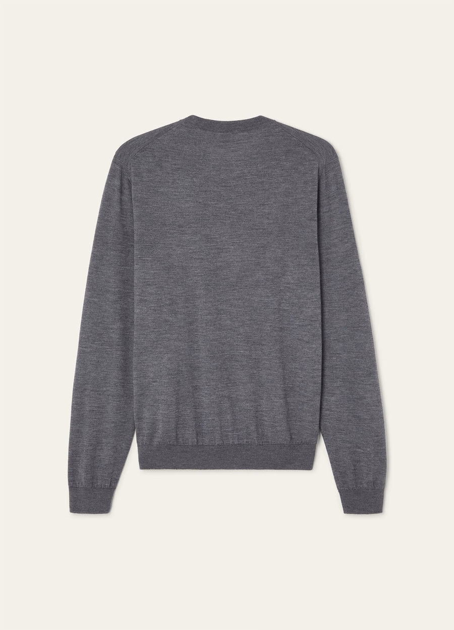 Gola redonda Sottile em seda, cashmere e lã virgem, cinza mesclado.