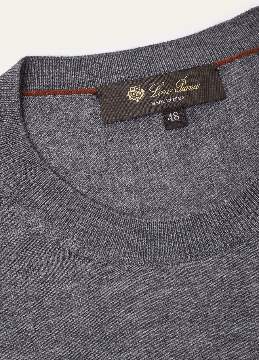 Gola redonda Sottile em seda, cashmere e lã virgem, cinza mesclado.