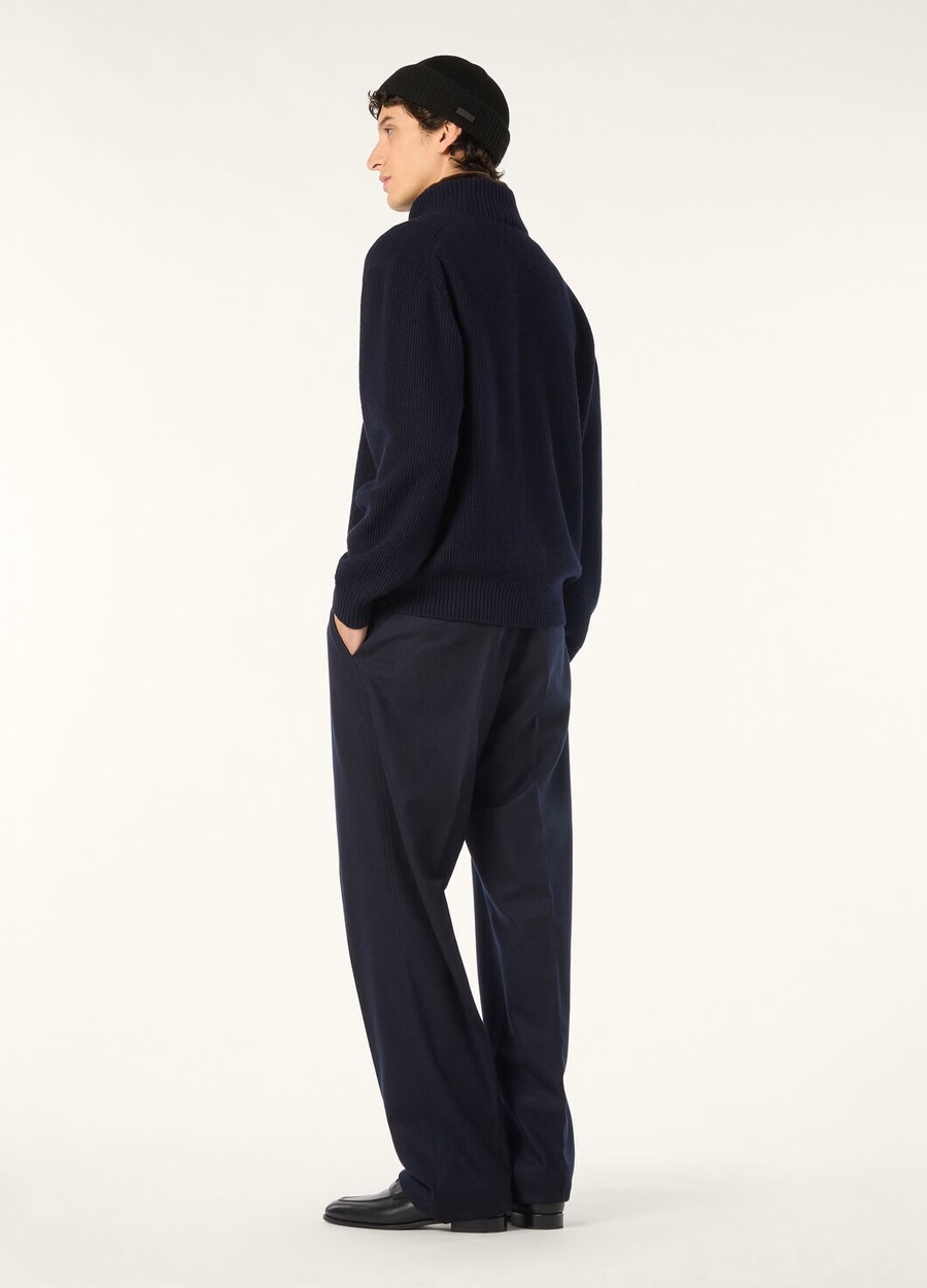 Suéter Alpe Baby Cashmere Coarsehair® com gola alta, azul marinho
