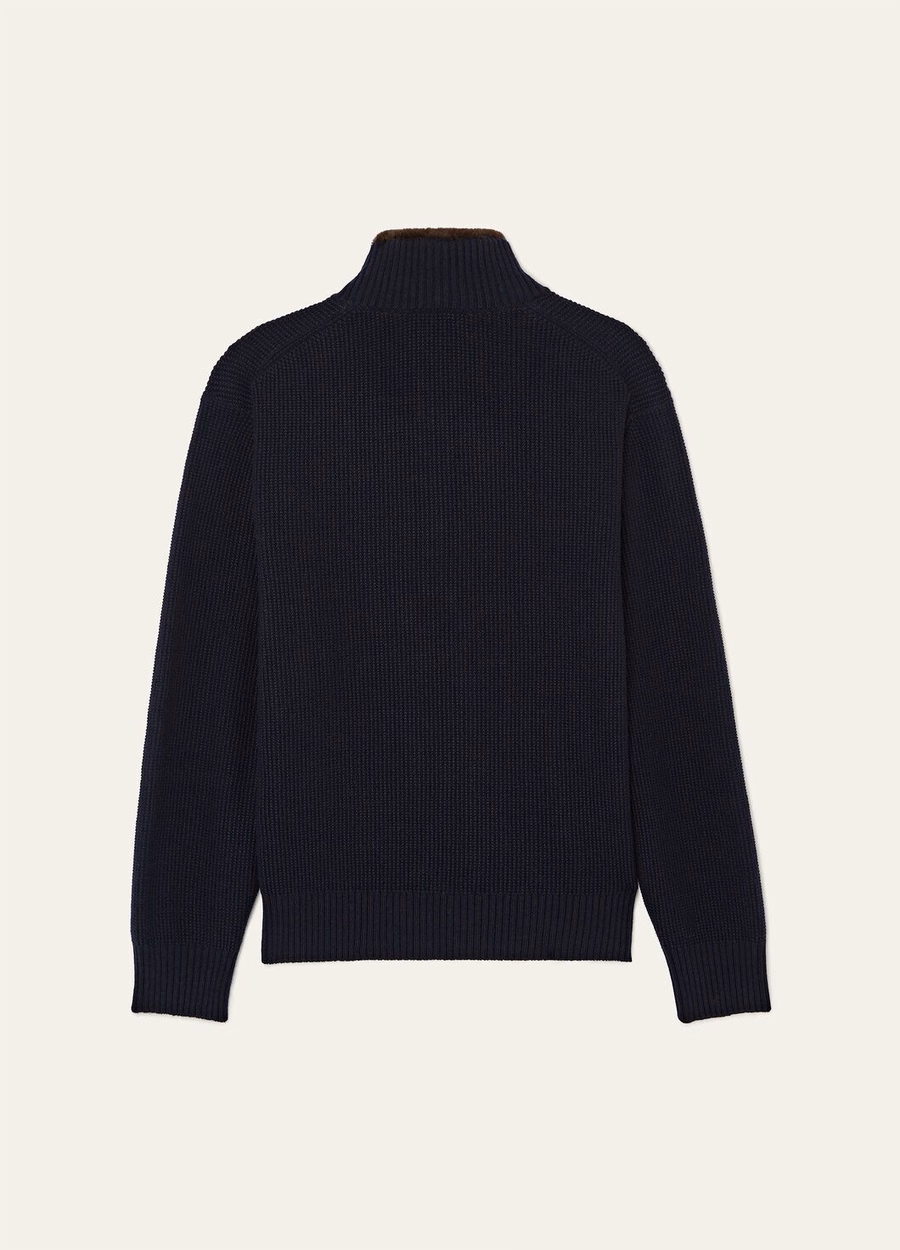 Suéter Alpe Baby Cashmere Coarsehair® com gola alta, azul marinho