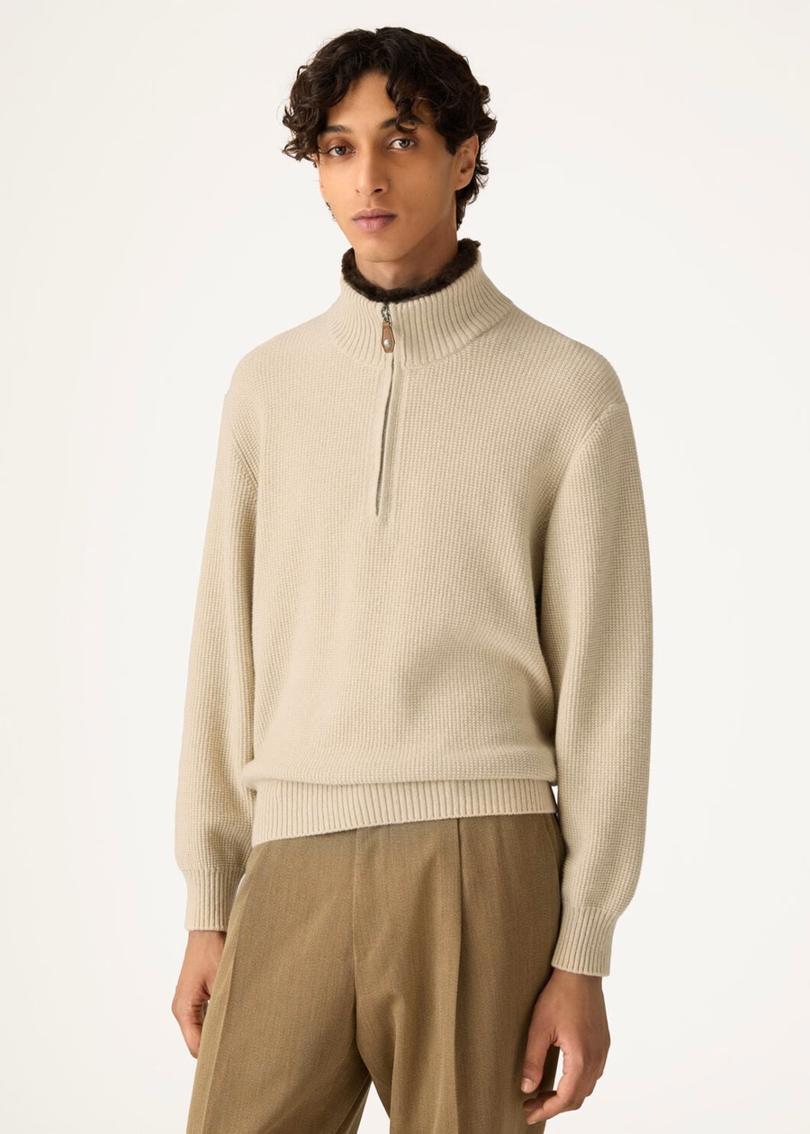 Suéter de gola alta Alpe Baby Cashmere Coarsehair® em cashmere mesclado creme