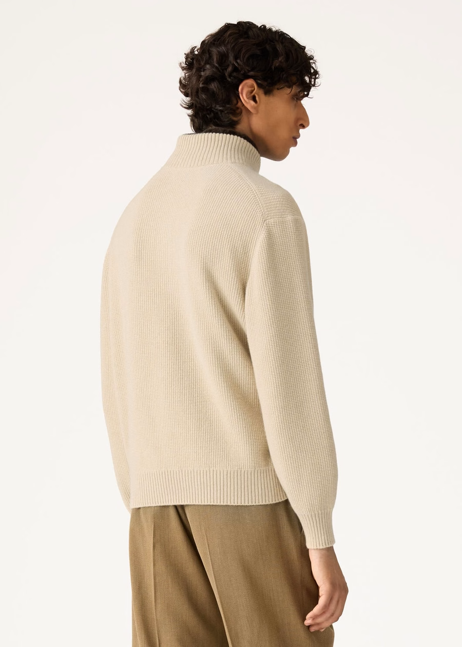 Suéter de gola alta Alpe Baby Cashmere Coarsehair® em cashmere mesclado creme
