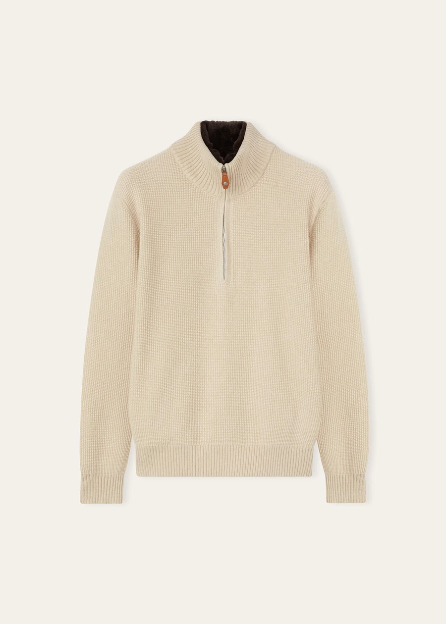 Suéter de gola alta Alpe Baby Cashmere Coarsehair® em cashmere mesclado creme
