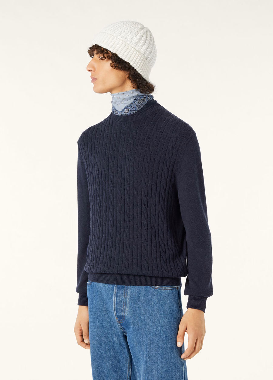Lenno Cashmere Crewneck Azul Marinho